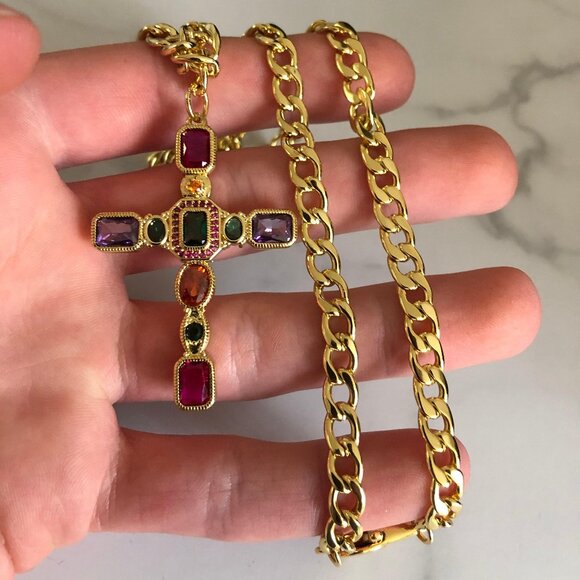 Bossa Nova 24K Gold-Filled Latin Cross Curb Chain - Picture 1 of 5